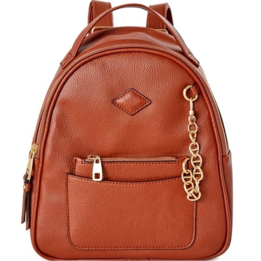 NWT Time and Tru Backpack Tan Gold Chain Accent w/Coin Purse Vegan Leather Ruby